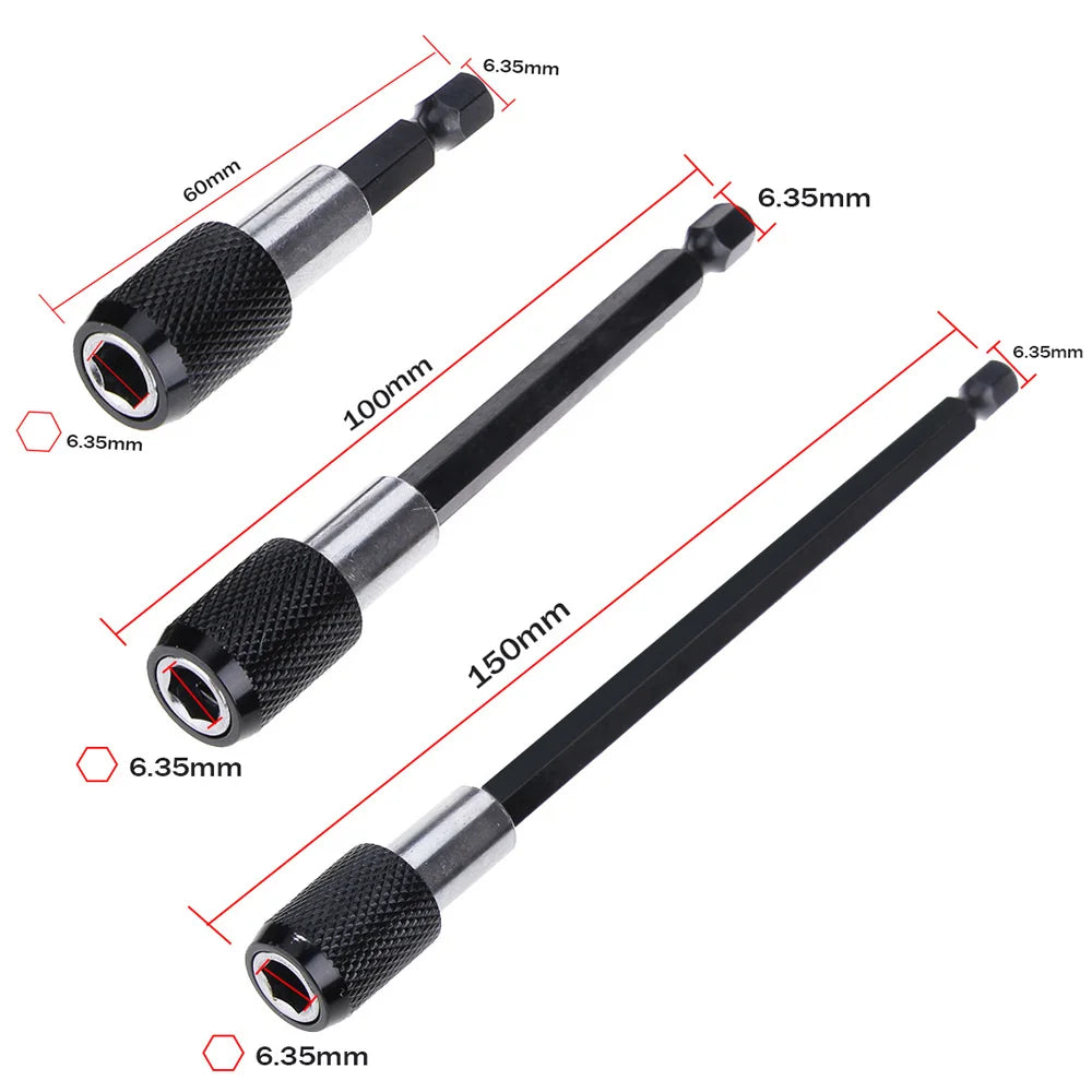 1/4 Inch Hex Shank Quick Release Screwdriver Bit Holder Extension Bar 60mm 100mm 150mm