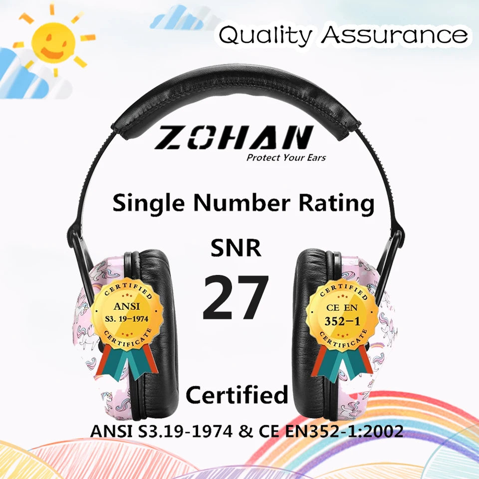 ZOHAN  Kids Ear Protection Safety Ear Muffs  Noise Reduction Ear Protection Defenders Hearing Protectors for Toddlers Children