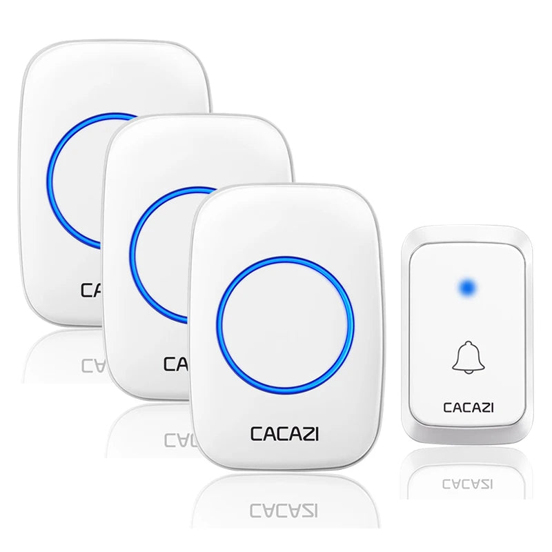 CACAZ Smart Home Waterproof Wireless Doorbell For Outdoor 4 Levels Volume 80DB 60 Chimes Home Calling Bell US EU UK AU Plug