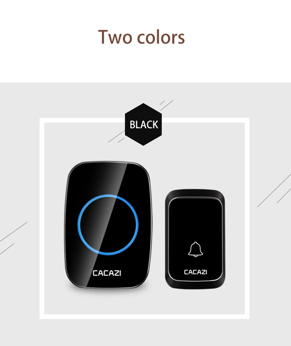 CACAZ Smart Home Waterproof Wireless Doorbell For Outdoor 4 Levels Volume 80DB 60 Chimes Home Calling Bell US EU UK AU Plug