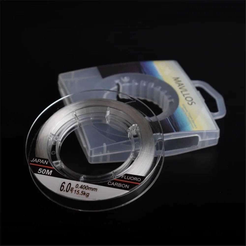 Mavllos Fluorocarbon Fishing Line 50m Ture 100% Sink Monofilament Fluorocarbon Line  Invisible Carbon Leader Fishing Line