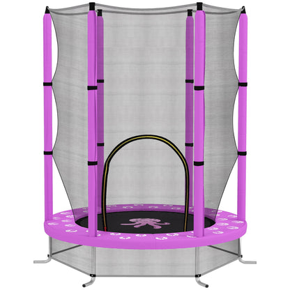AIYAPLAY 4.6ft Toddler Trampoline w/ Safety Enclosure Net, for Indoor Outdoor Use, Ages 3-6 Years, Purple