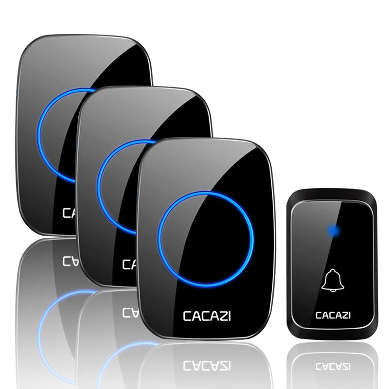 CACAZ Smart Home Waterproof Wireless Doorbell For Outdoor 4 Levels Volume 80DB 60 Chimes Home Calling Bell US EU UK AU Plug