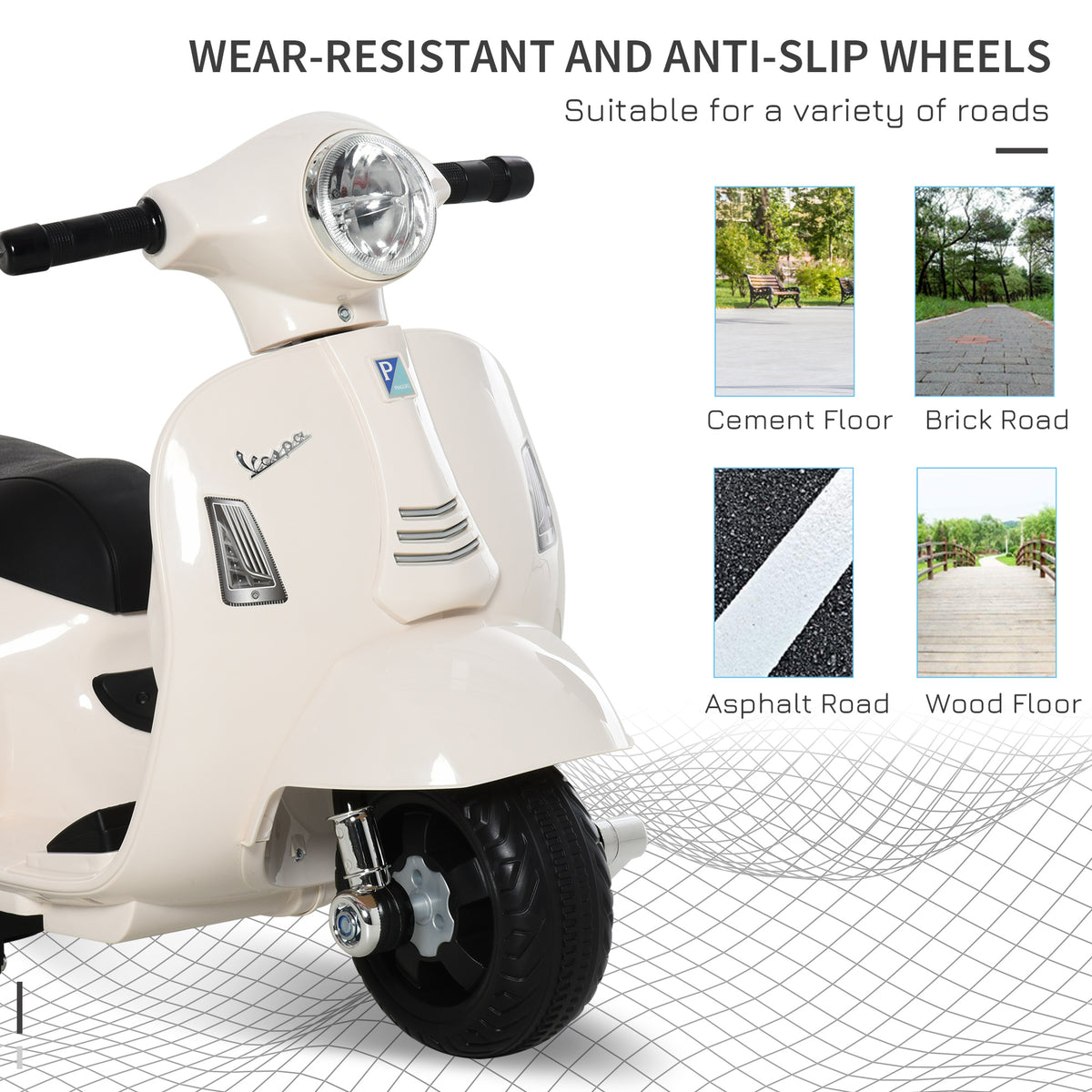 HOMCOM Vespa Licensed 6V Kids Electric Motorbike Ride On Motorcycle  Battery Powered for 18-36 Months with Horn, White