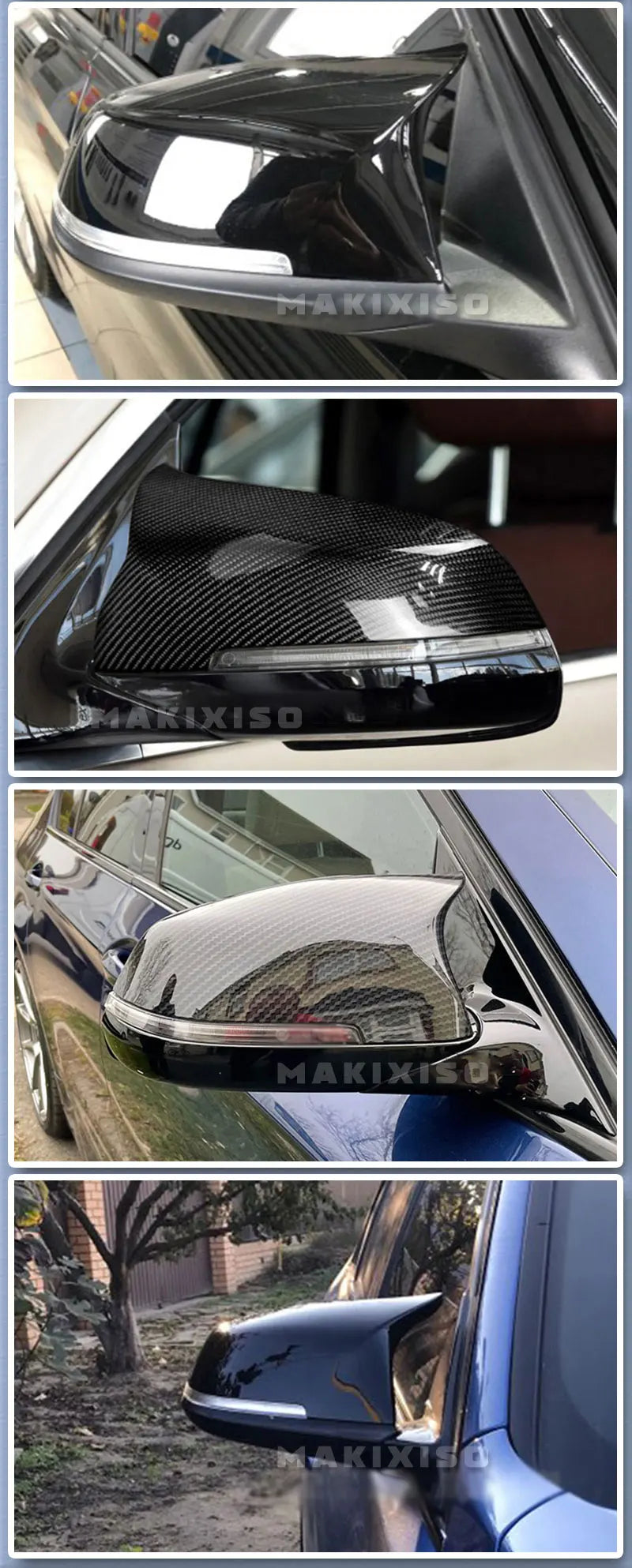 Carbon Fiber Look Black car Rearview Side Mirror cover Caps for BMW 5 6 7 Series F10 F11 F18 F07 F12 F13 F06 F01 F02 LCI