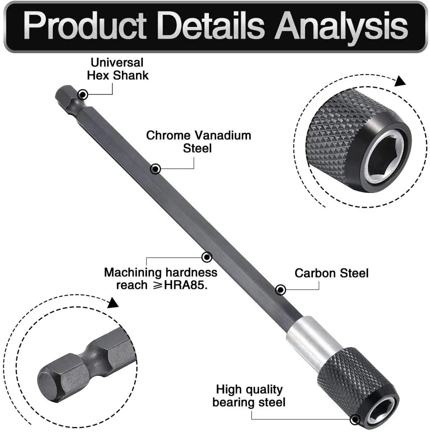 1/4 Inch Hex Shank Quick Release Screwdriver Bit Holder Extension Bar 60mm 100mm 150mm