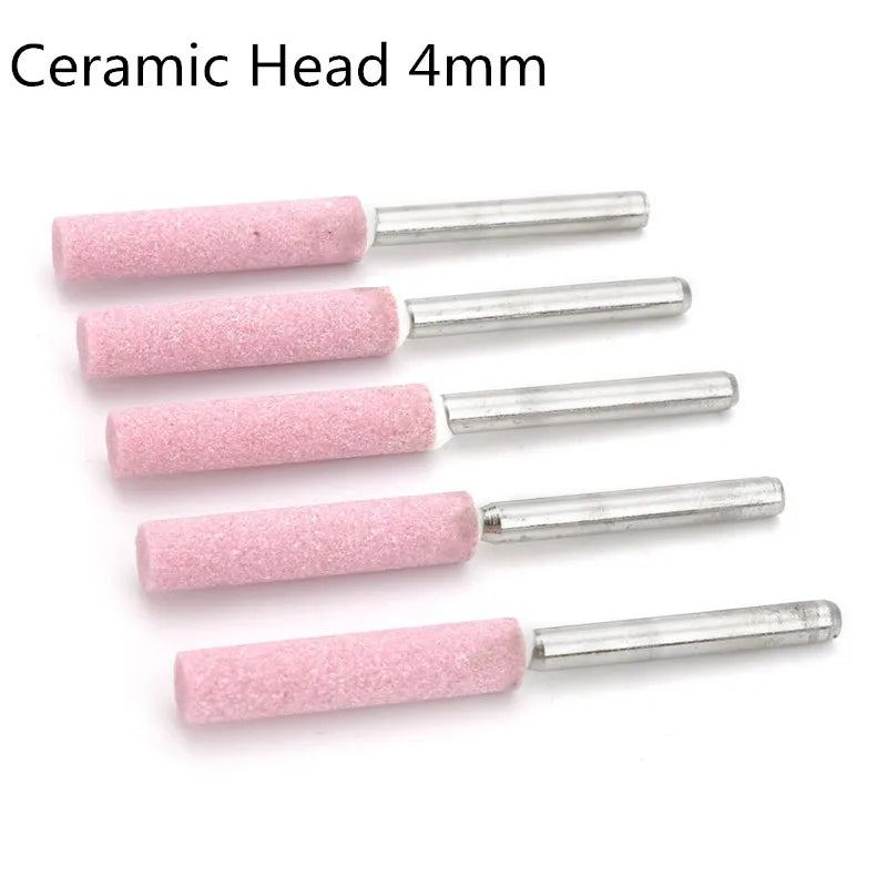 5PCS Diamond Coated Cylindrical Burr 4mm Chainsaw Sharpener Stone File Chain Saw Sharpening Carving Grinding Tools