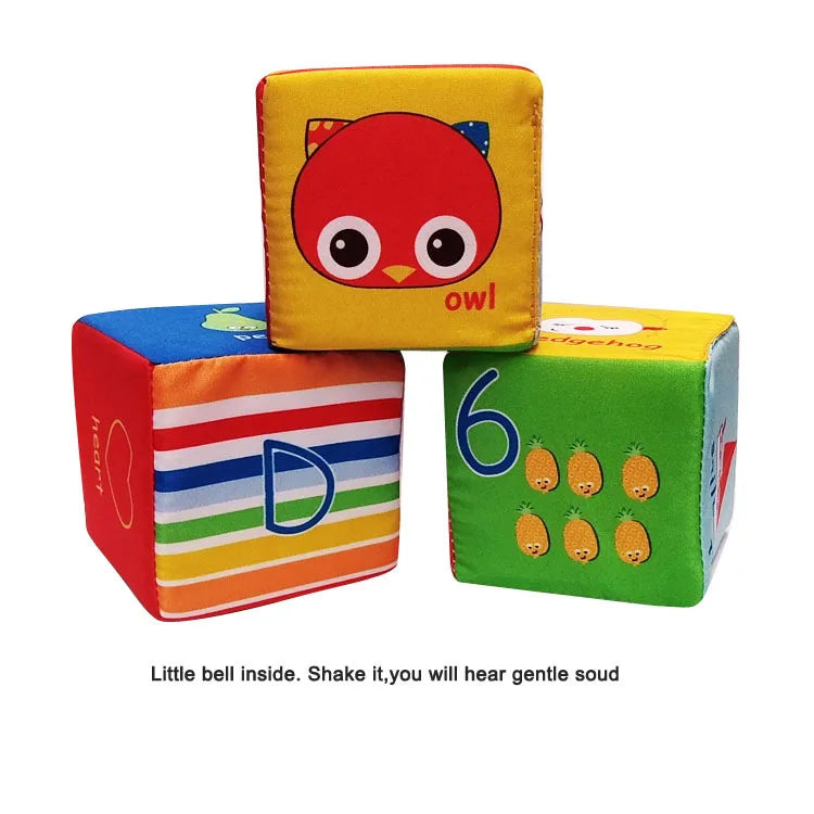 6PCS Cloth Building Blocks Baby Infant Soft Plush Doll Kids Sensory Educational Toys for Children Building Cube Construction Set