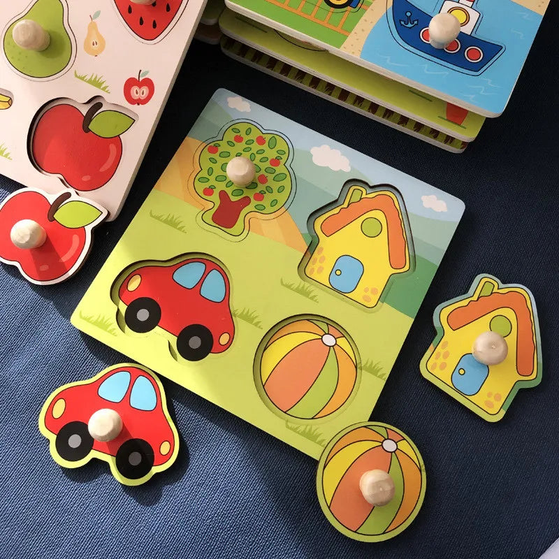 Montessori Toys 2 years Wooden Puzzles For Kids Chid Baby Learning Education Child Game montessori 3D Puzzle Childrens 2 3 Years