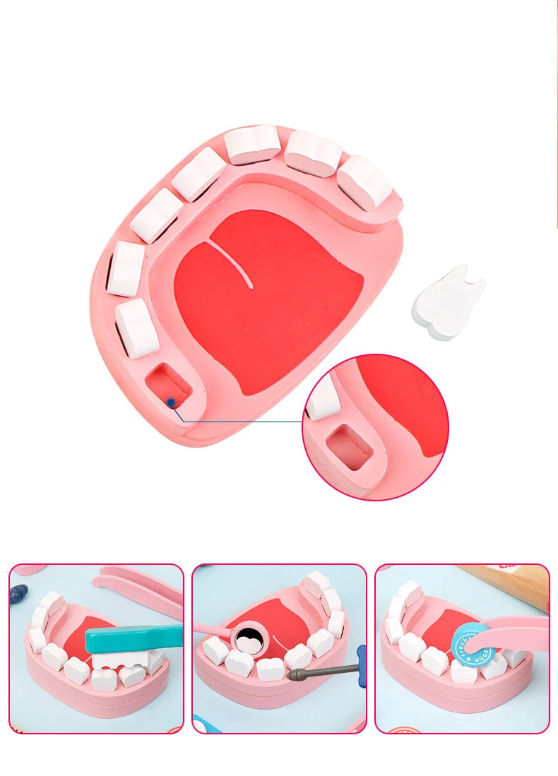 Wooden Pretend Play Doctor Educationa Toys for Children Kid Medical Simulation Medicine Chest Set for Kids Interest