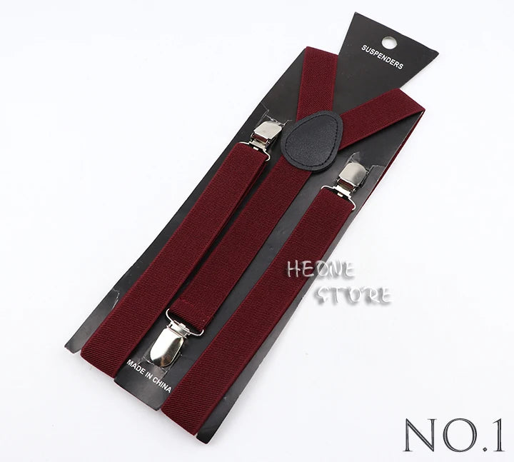 Hot Sale Solid Color Elastic Leather Suspender For Men Women Black Red Sage Green Adjustable Pants Shirt Girl Skirt Accessories