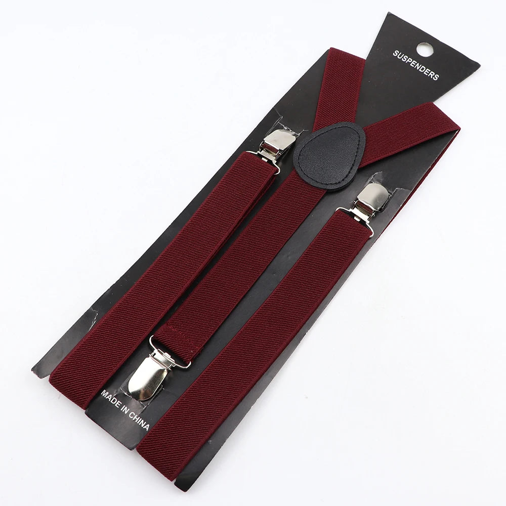 Hot Sale Solid Color Elastic Leather Suspender For Men Women Black Red Sage Green Adjustable Pants Shirt Girl Skirt Accessories