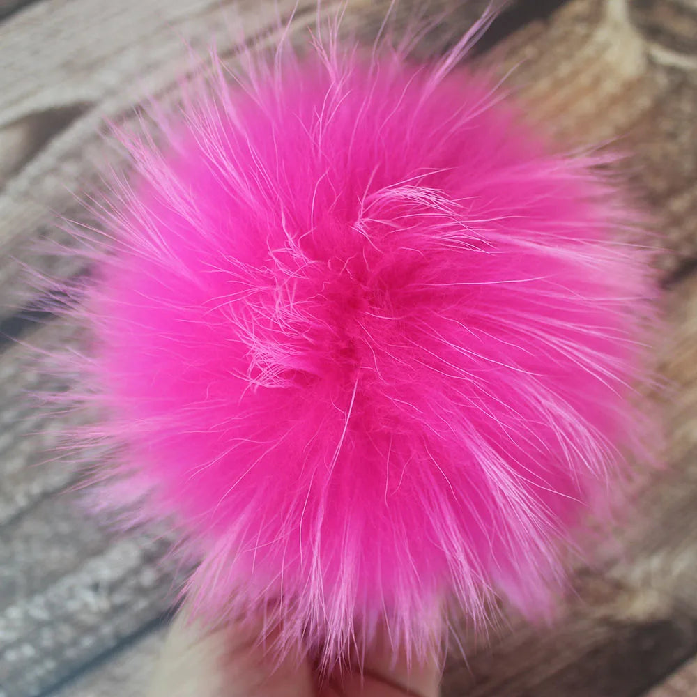 Big Fluffy Real Fur Fox Pompoms With Button DIY Raccoon Fur Pom Poms Balls Natural Fur Pompon For Scarves Hats Caps Accessories