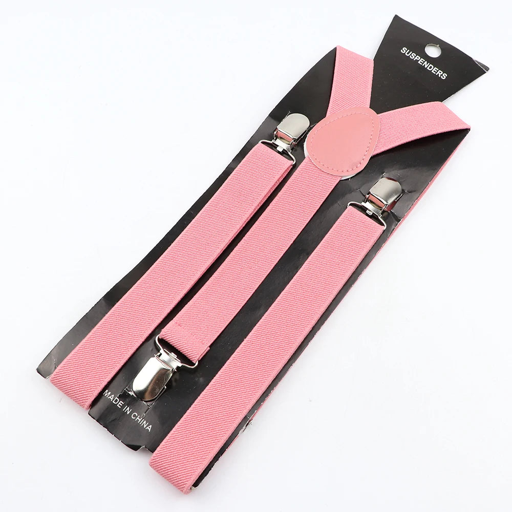 Hot Sale Solid Color Elastic Leather Suspender For Men Women Black Red Sage Green Adjustable Pants Shirt Girl Skirt Accessories