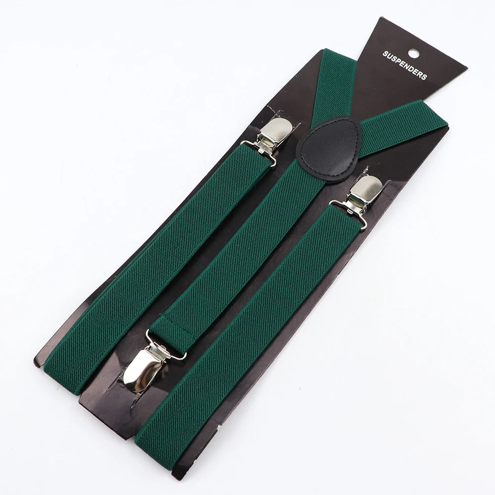 Hot Sale Solid Color Elastic Leather Suspender For Men Women Black Red Sage Green Adjustable Pants Shirt Girl Skirt Accessories