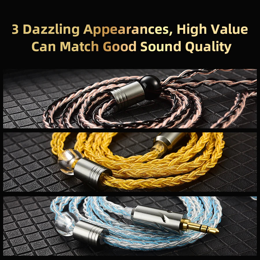 QKZ T1 Earphone Update Cable 3.5mm jack QDC 0.75mm Connector Wired Headphones For ZXN ZXT VK4 ZX2 ZAX2 KZ EDX ZSN Pro X TRN MT1