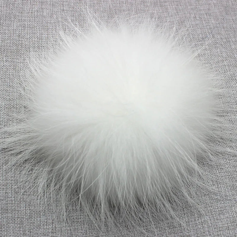 Big Fluffy Real Fur Fox Pompoms With Button DIY Raccoon Fur Pom Poms Balls Natural Fur Pompon For Scarves Hats Caps Accessories