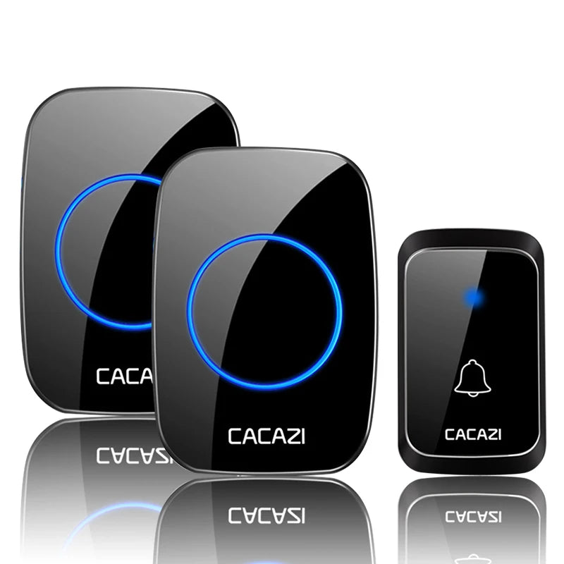 CACAZ Smart Home Waterproof Wireless Doorbell For Outdoor 4 Levels Volume 80DB 60 Chimes Home Calling Bell US EU UK AU Plug