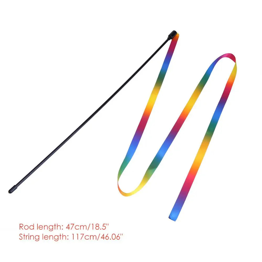 Cat Toys Cute Funny Colorful Rod Teaser Wand Plastic Pet Toys for Cats Interactive Stick Pet Teaser Cat Supplies