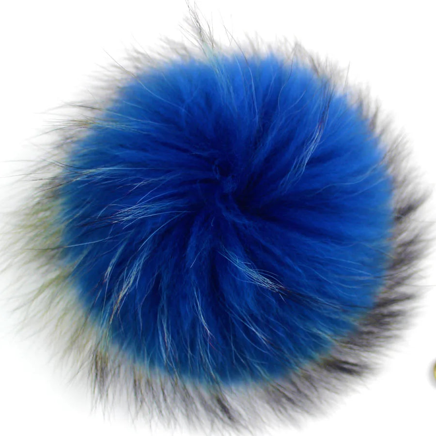 Big Fluffy Real Fur Fox Pompoms With Button DIY Raccoon Fur Pom Poms Balls Natural Fur Pompon For Scarves Hats Caps Accessories