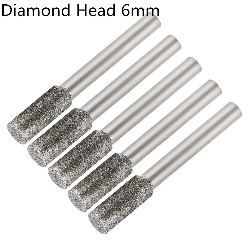 5PCS Diamond Coated Cylindrical Burr 4mm Chainsaw Sharpener Stone File Chain Saw Sharpening Carving Grinding Tools