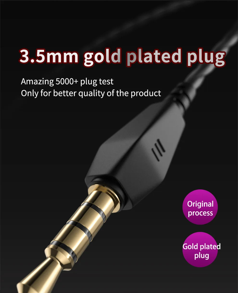 QKZ AK6 3.5mm Wired Headphones Copper Driver Stereo HiFi Earphone Bass Earbuds Music Running Sport Headsets Games Earphones