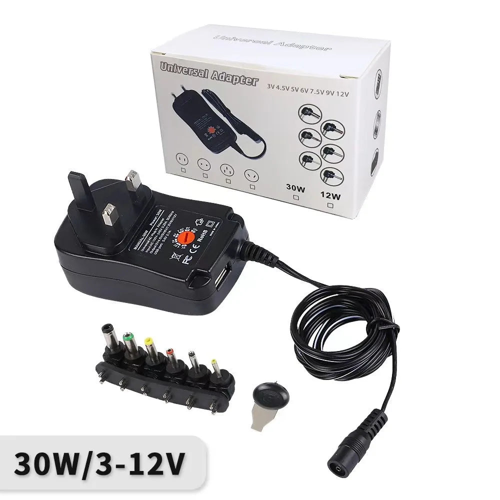 30W Universal AC/DC Adapter Adjustable Power Supply Adaptor Charger 3V 4.5V 5V 6V 7.5V 9V 12V 2.1A For LED Light Bulb Strip CCTV