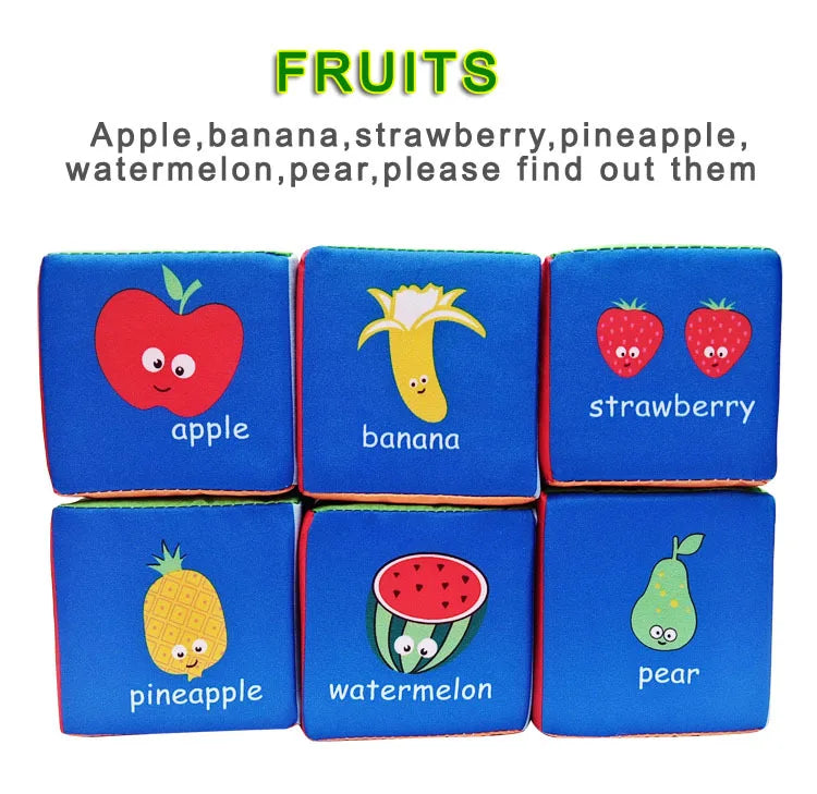 6PCS Cloth Building Blocks Baby Infant Soft Plush Doll Kids Sensory Educational Toys for Children Building Cube Construction Set