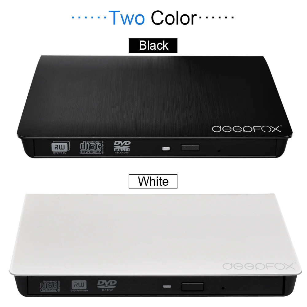 Deepfox USB 3.0 Slim External DVD RW CD Writer Drive Burner Reader Player Optical Drives For Laptop PC Dvd Burner Dvd Portatil