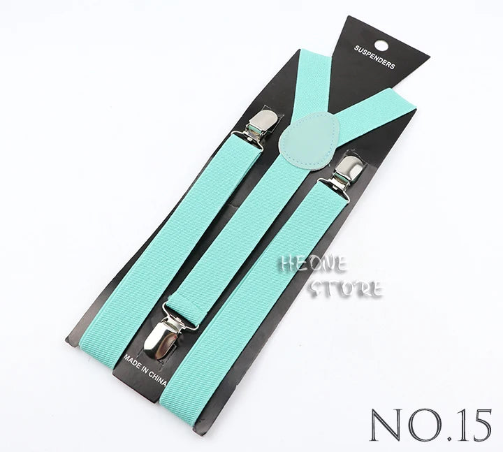 Hot Sale Solid Color Elastic Leather Suspender For Men Women Black Red Sage Green Adjustable Pants Shirt Girl Skirt Accessories