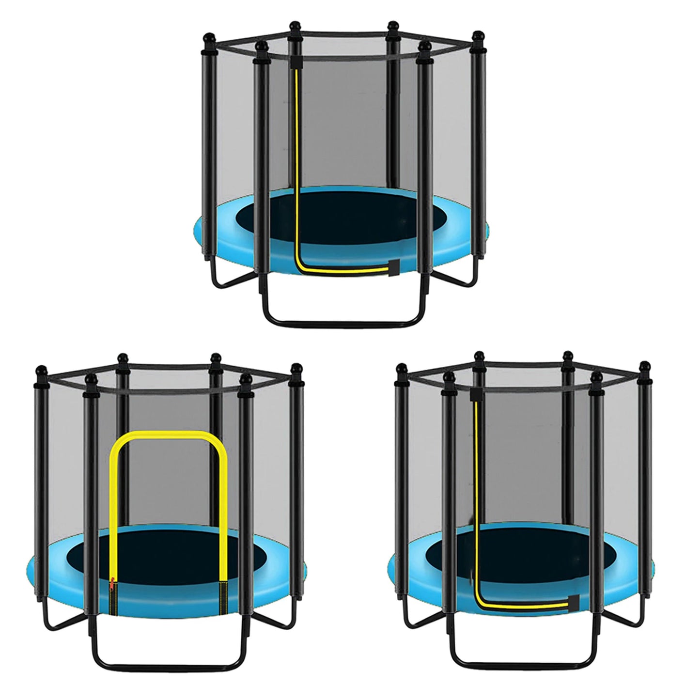Round Kids Mini Trampoline Enclosure Net Pad Rebounder Outdoor Exercise Home Toys Jumping Bed Safety Net Protection Guard