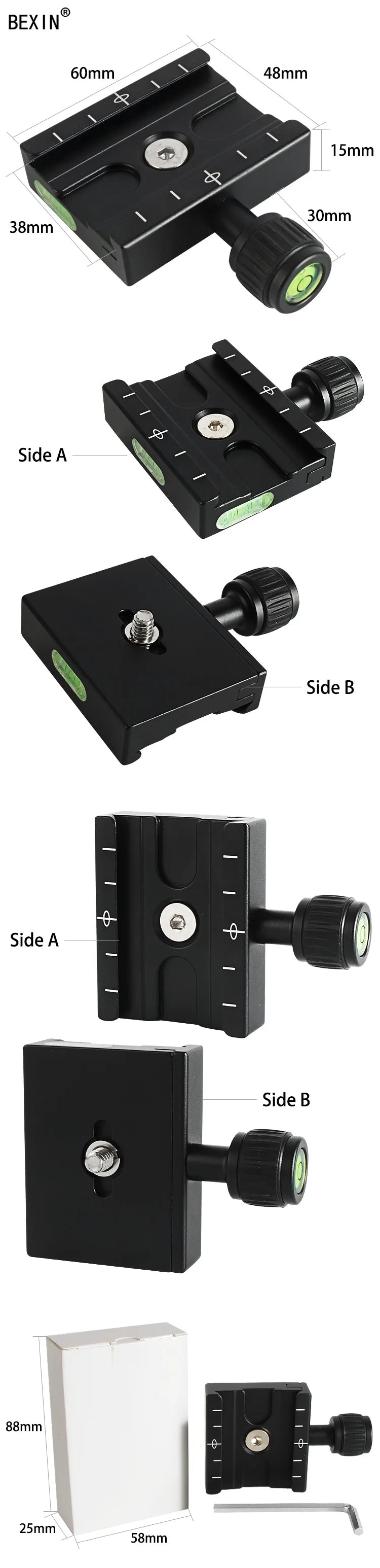 QR60 Camera quick releas clamp tripod clamp dslr camera clamp mount camera adapter for arca swiss camera with quick shot plate