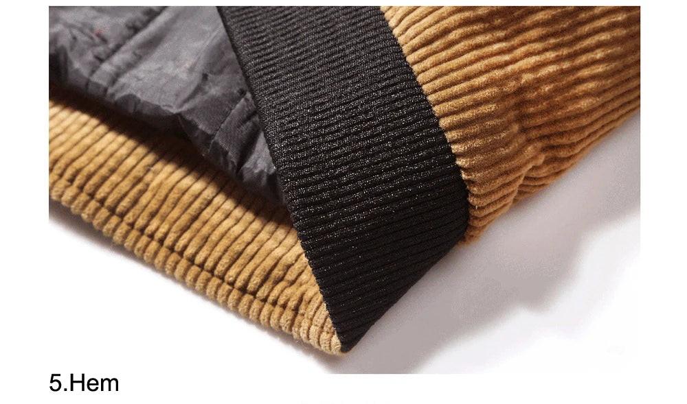 DIMUSI Winter Men's Bomber Jacket Fashion Man Corduroy Cotton Warm Padded Coats Casual Outwear Thermal Jackets Mens Clothing