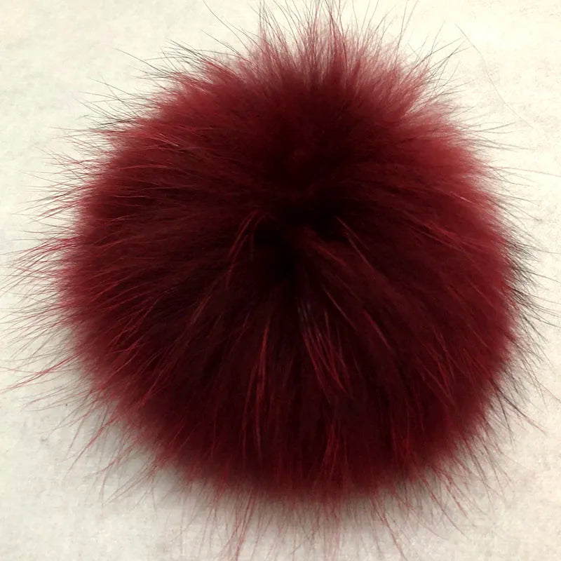 Big Fluffy Real Fur Fox Pompoms With Button DIY Raccoon Fur Pom Poms Balls Natural Fur Pompon For Scarves Hats Caps Accessories