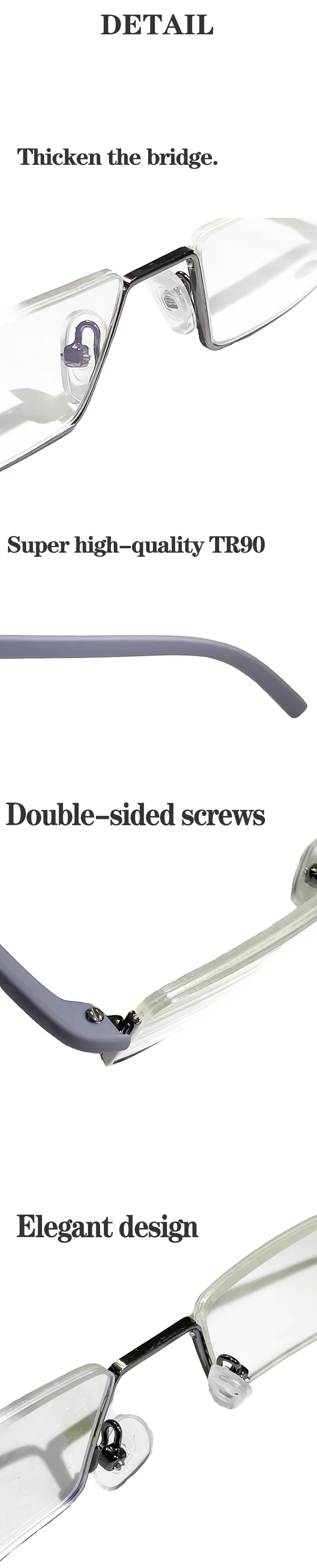 May Flower Metal Anti-Blue Light Reading Glasses Men Half Frame Prescription Eyeglasses Male TR90 Eyewear With Case óculos +1.75