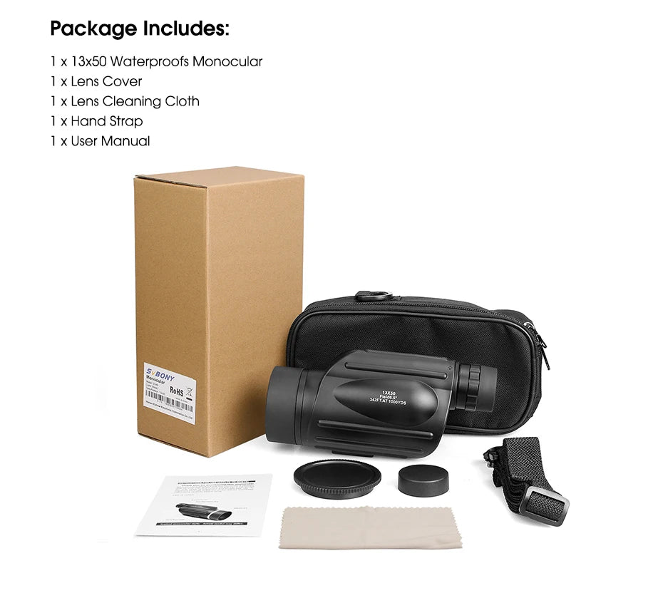 Svbony Telescope SV49 13x50 Monocular Powerful,Professional Monoculars,Waterproof,camping Equipment,for travel and hunting
