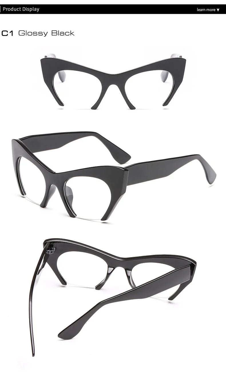 SHAUNA Retro Women Half Frame Cat Eye Glasses Frames Fashion Optical Frame