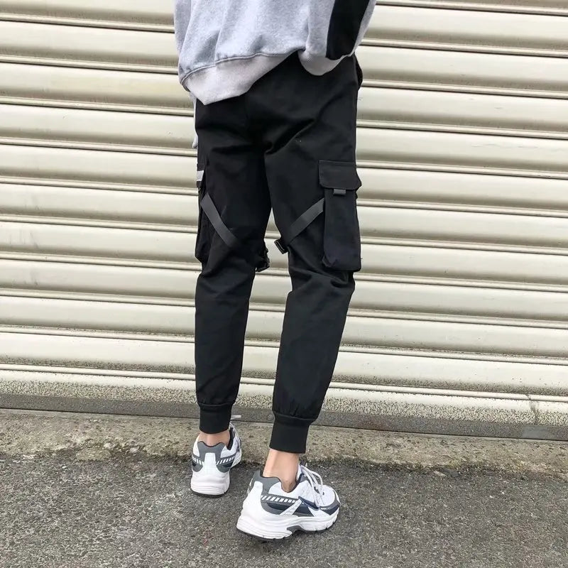 Ribbons Harem Joggers Men Cargo Pants Streetwear 2026 Hip Hop Casual Pockets Track Pants Male Harajuku Fashion Trousers