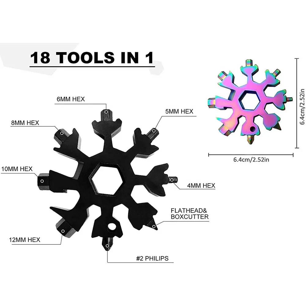 18-in-1 Snowflake Multi Tool Outdoor Camping Travel Camping Adventure Daily Survival Tools Stainless Screwsdriver Bottle Opene