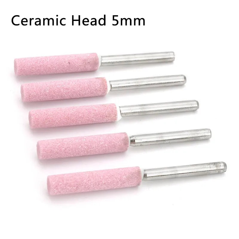 5PCS Diamond Coated Cylindrical Burr 4mm Chainsaw Sharpener Stone File Chain Saw Sharpening Carving Grinding Tools
