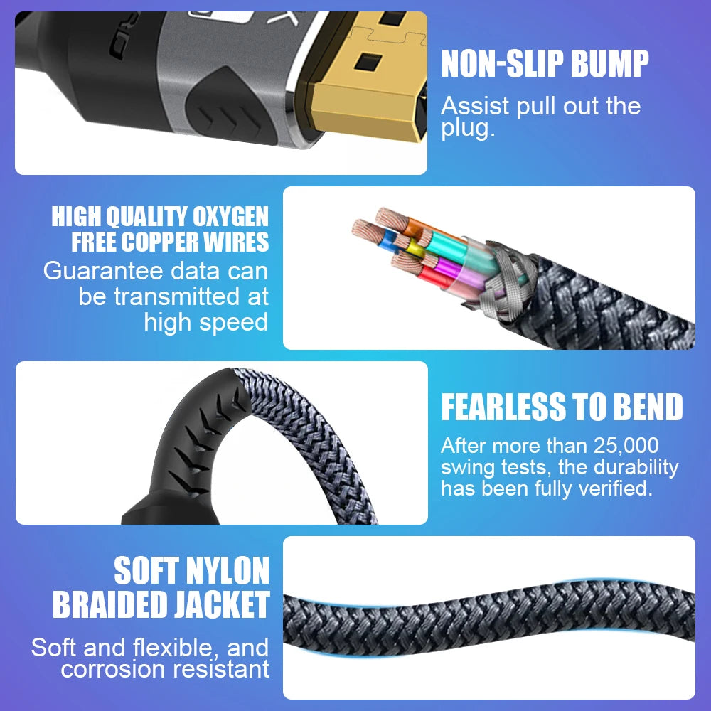 8K HDMI-Compatible Cable 4K@120Hz 8K@60Hz HDMI 2.1 Cable 48Gbps Adapter For RTX 3080 eARC HDR Video Cable PC Laptop TV box PS5