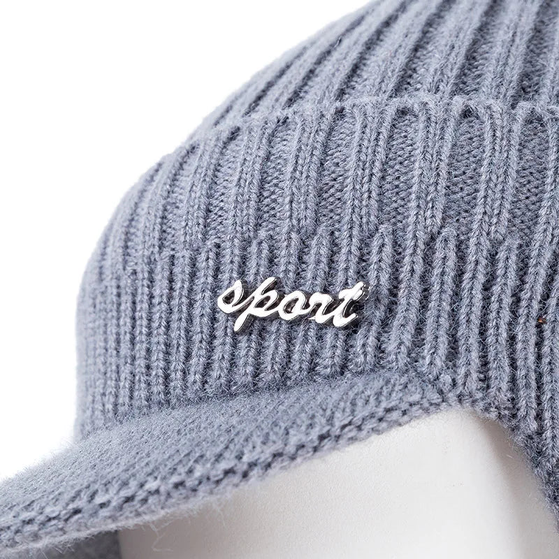 Unisex Stylish Add Fur Lined Warm Winter Hats With Brim Soft Beanie Cap For Men Women Classic Hat With Ear Knitted Hat