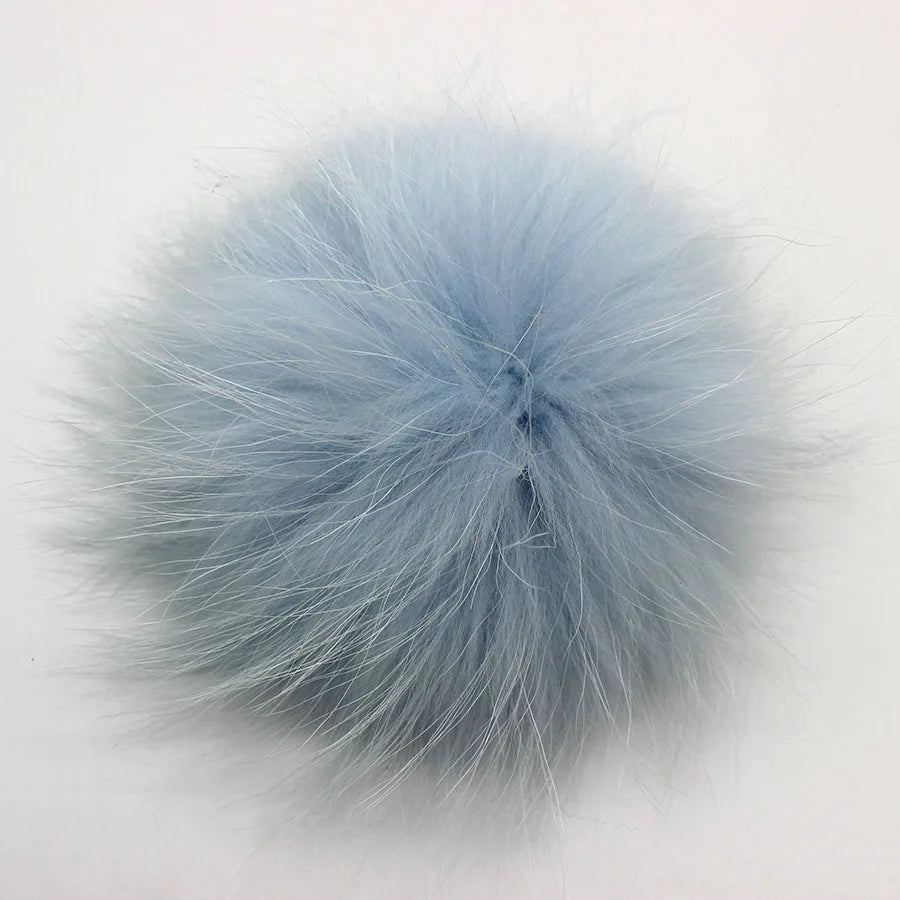 Big Fluffy Real Fur Fox Pompoms With Button DIY Raccoon Fur Pom Poms Balls Natural Fur Pompon For Scarves Hats Caps Accessories