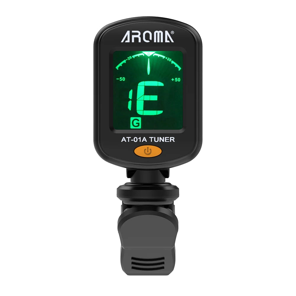 AROMA AT-01A Guitar Tuner Rotatable Clip-on Tuner LCD Display for Chromatic Acoustic Guitar Bass Ukulele Guitar Accessories