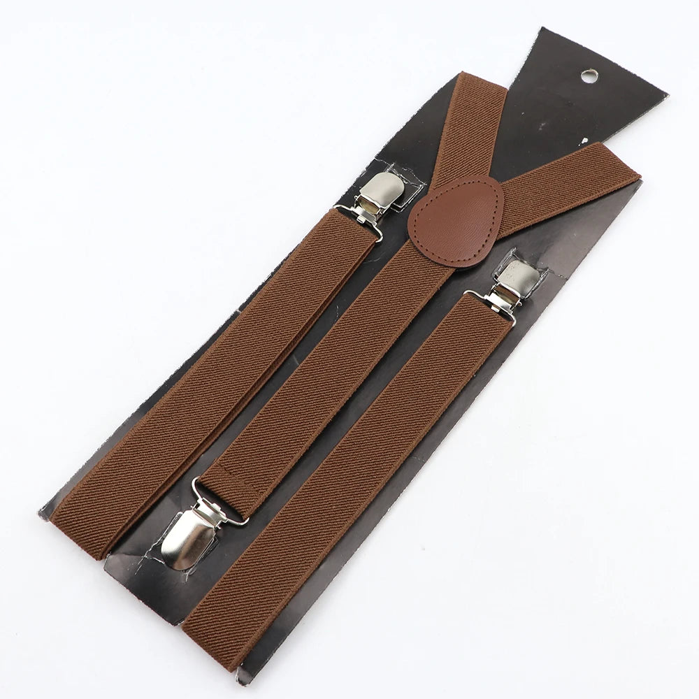 Hot Sale Solid Color Elastic Leather Suspender For Men Women Black Red Sage Green Adjustable Pants Shirt Girl Skirt Accessories
