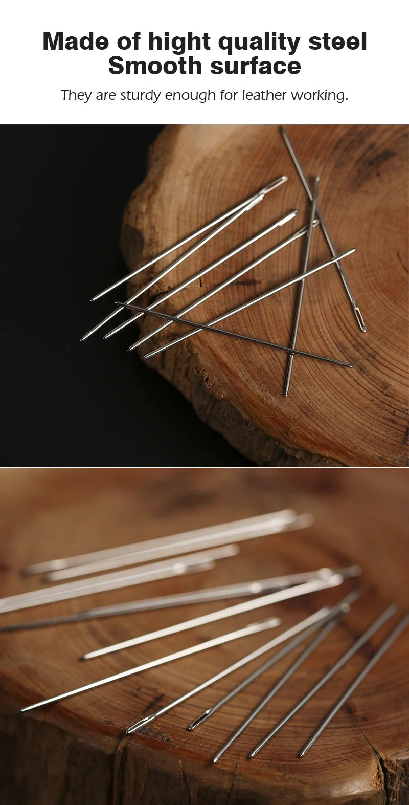 WUTA 12pcs Leathercraft Sewing Needles Large Eye Blunt Stitching Needle Harness Round-pointed Needle Leather Hand Sewing Blunt