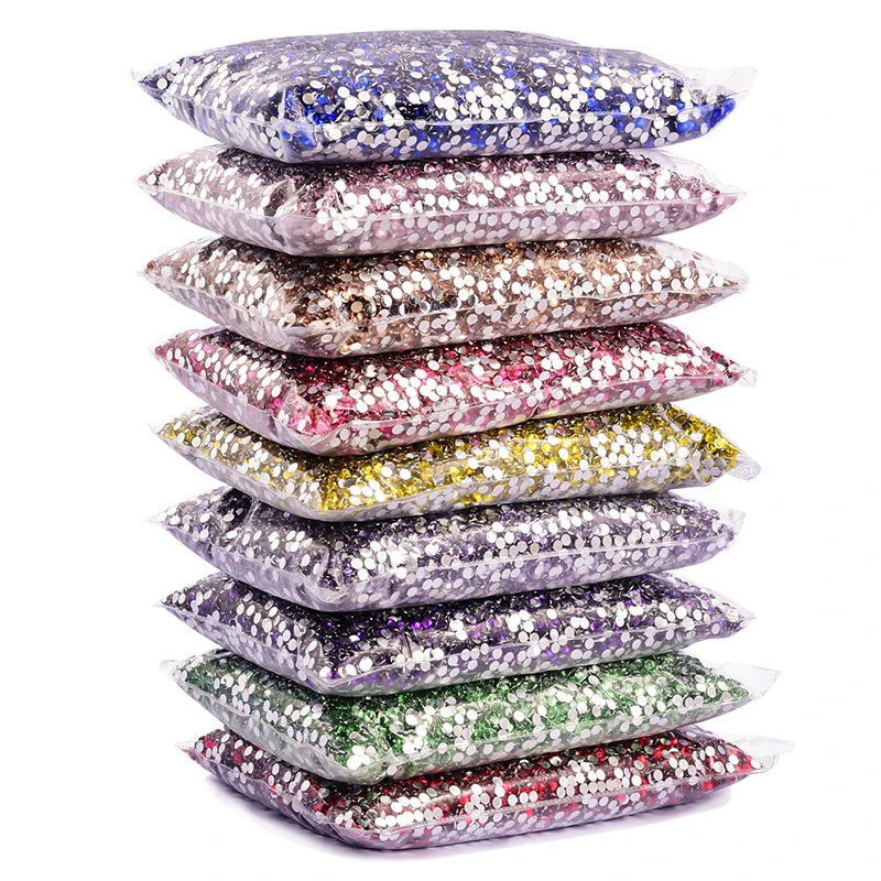 Oleeya Wholesale Flatback Silver bottom Resin Cтразы Non hotfix Rhinestones in Big Package Glitter Crystals and Strass For 네일파츠