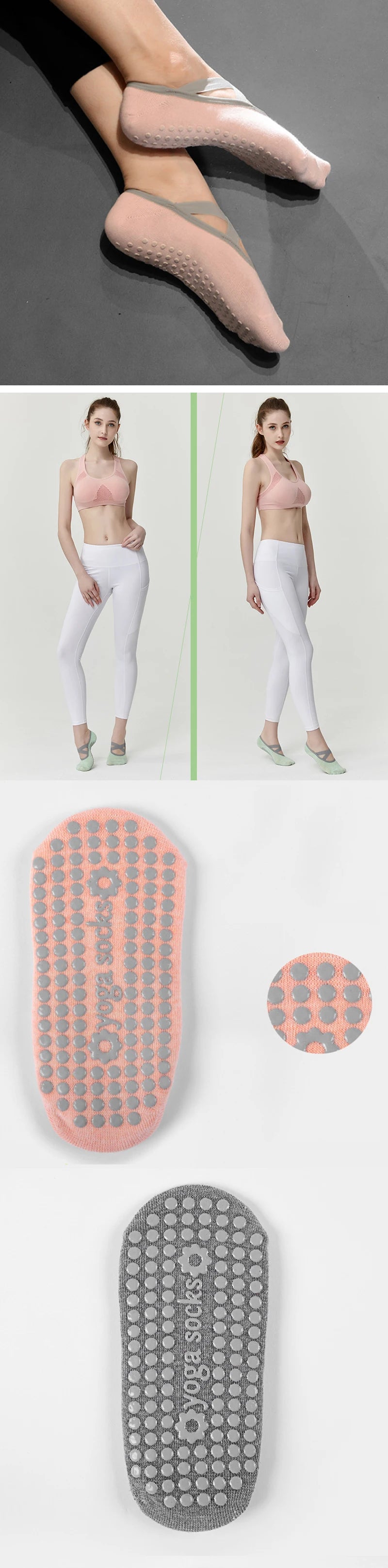 Sports Socks for Fitness Gym Women High Quality Pilates Socks Anti-Slip Breathable Backless Yoga Socks Ankle Ladies Ballet Dance