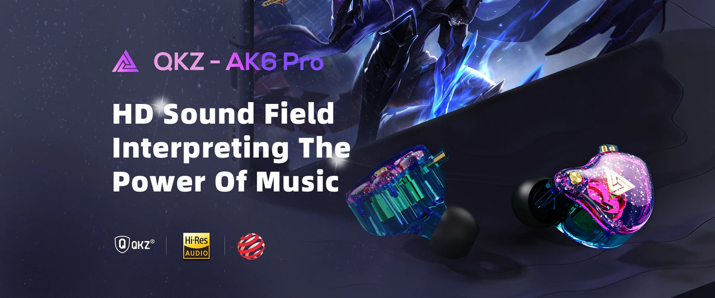 QKZ AK6 3.5mm Wired Headphones Copper Driver Stereo HiFi Earphone Bass Earbuds Music Running Sport Headsets Games Earphones