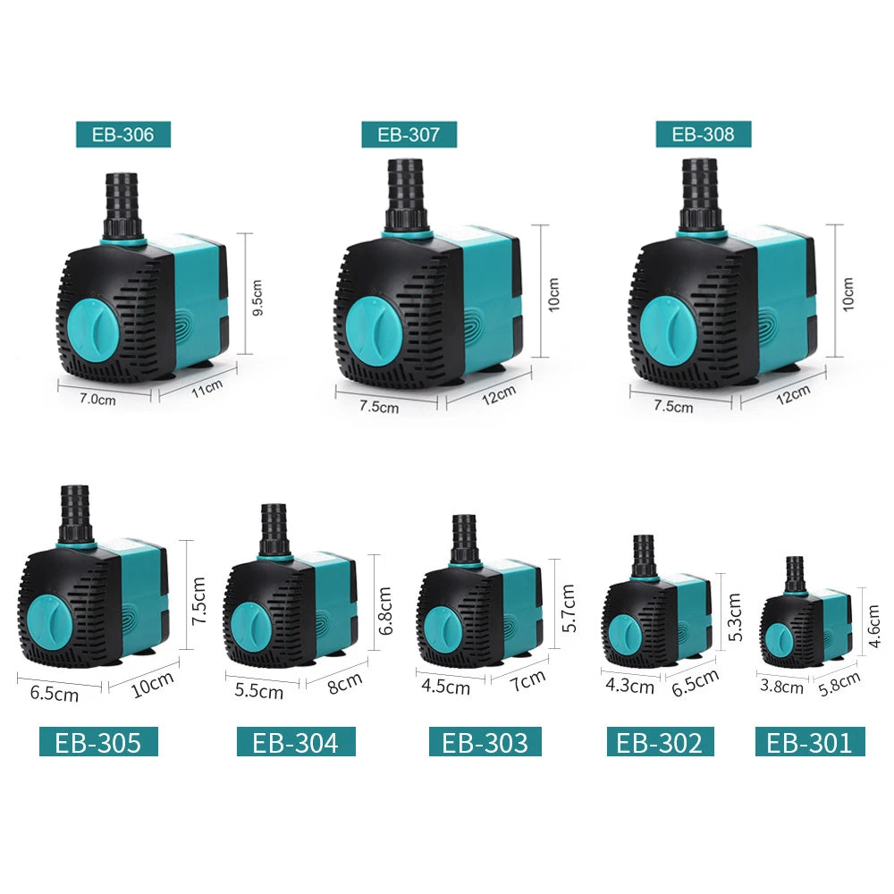Ultra-Quiet 3/6/10/15/25/35/50/60W Submersible Water Fountain Pump Filter Fish Pond Aquarium Water Pump Tank Fountain